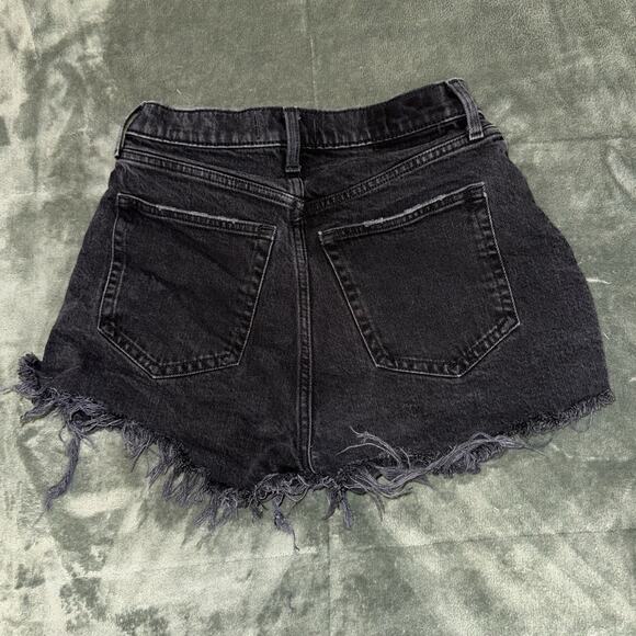 Abercrombie & Fitch Mom Short High Rise Size 26/2 Denim Shorts Raw Hem Black - Picture 3 of 8